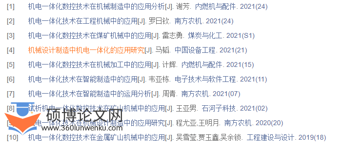 机械制造论文参考文献格式