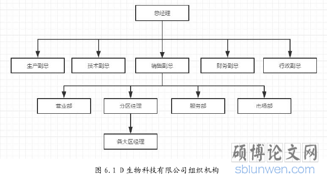 图 6.1 D 生物科技有限公司组织机构