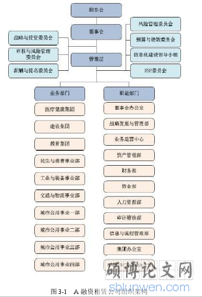 图3-1 A融资租赁公司组织架构