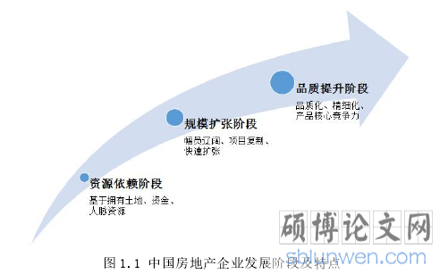 图 1.1 中国房地产企业发展阶段及特点