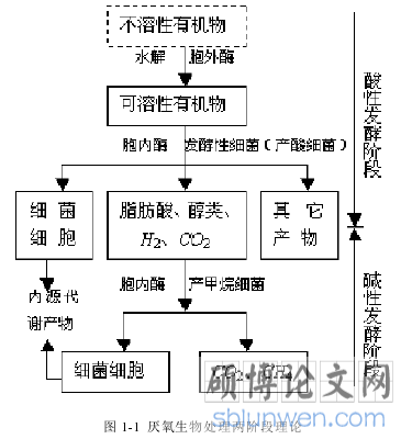 图 1-1  厌氧生物处理两阶段理论