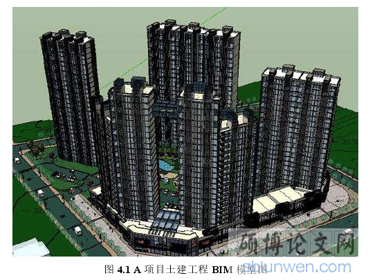 图 4.1 A 项目土建工程 BIM 模型图