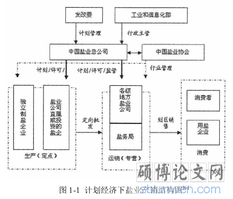 图 1-1 计划经济下盐业产销结构图
