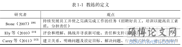 表 1-1  教练的定义
