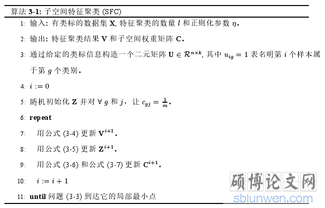 算法 3-1: 子空间特征聚类 (SFC)
