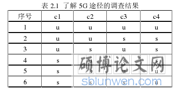 表 2.1 了解 5G 途径的调查结果