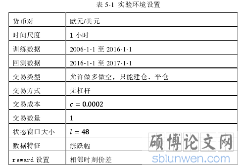 表 5-1 实验环境设置