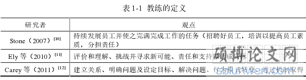 表 1-1 教练的定义
