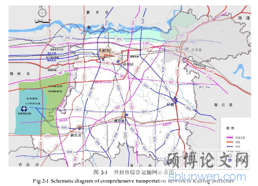 图 2-1   开封市综合运输网示意图