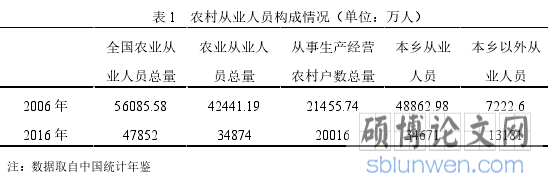 表 1   农村从业人员构成情况（单位：万人）