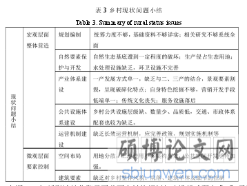 表 3 乡村现状问题小结