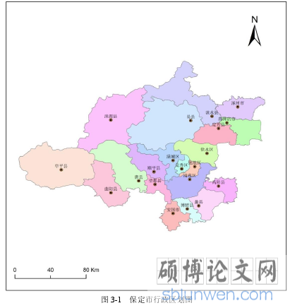 图 3-1   保定市行政区划图