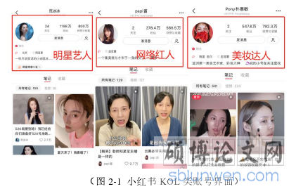 (图 2-1 小红书 KOL 类账号界面)