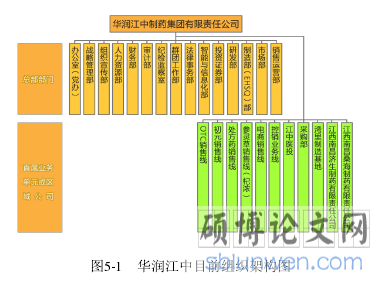 图5-1   华润江中目前组织架构图