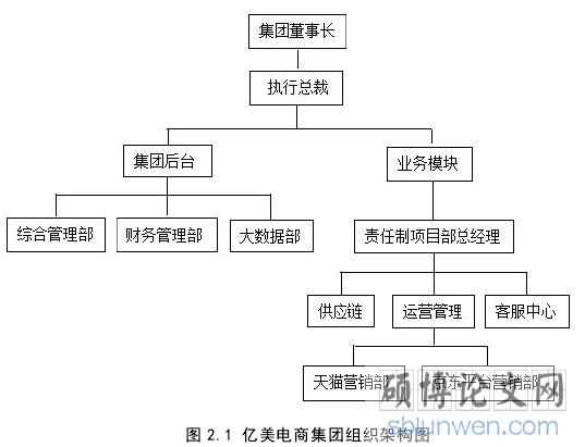 图 2.1 亿美电商集团组织架构图