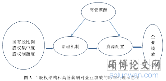 图 3 - 1 股权结构和高管薪酬对企业绩效的影响机理示意图