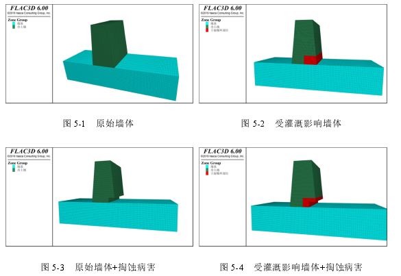 图 5-1   原始墙体  图 5-2   受灌溉影响墙体