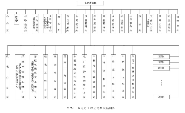 图 2-1 Z 电力工程公司组织结构图