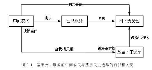 图 2-1 基于公共服务的中间农民与基层民主选举的自我相关度