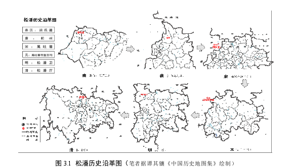 图 3.1  松潘历史沿革图（笔者据谭其骧《中国历史地图集》绘制） 