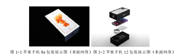 图 1-1 苹果手机 6s 包装展示图(来源网络)图 1-2 苹果手机 12 包装展示图(来源网络)