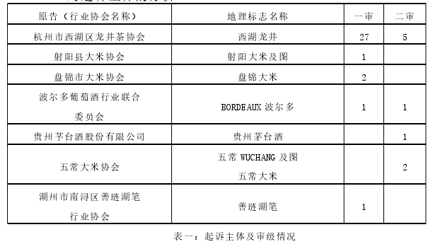 表一：起诉主体及审级情况