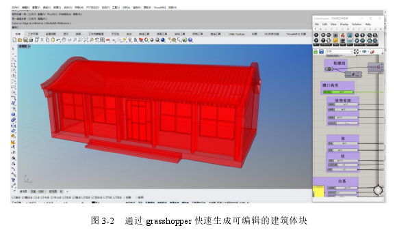图 3-2   通过 grasshopper 快速生成可编辑的建筑体块 